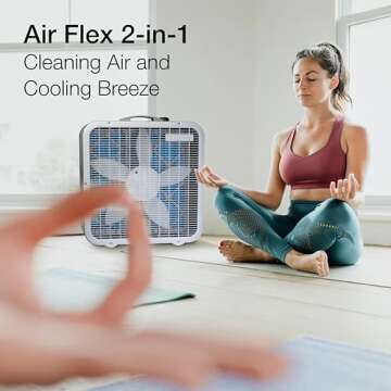 Lasko Air Flex 20" 2-in-1 Box Fan and Air Purifier in One with MERV10 Air Purifying Filter for Cleaner and Cooling Breeze, 3 Speeds, Steel Body, FF305