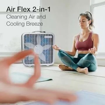 Lasko Air Flex 20" 2-in-1 Box Fan and Air Purifier in One with MERV10 Air Purifying Filter for Cleaner and Cooling Breeze, 3 Speeds, Steel Body, FF305