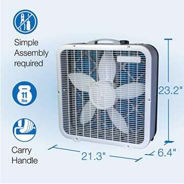 Lasko Air Flex 20" 2-in-1 Box Fan and Air Purifier in One with MERV10 Air Purifying Filter for Cleaner and Cooling Breeze, 3 Speeds, Steel Body, FF305