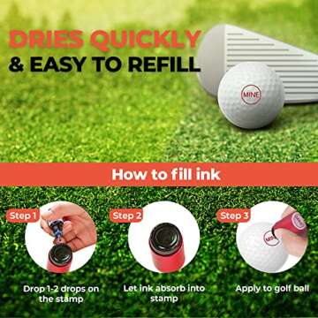 Golf Ball Stamp Marker Stamps - Golf Ball Marker MINE Golf Ball Stamper Marking Tool I Personalized Custom Gift for Golfers | Waterproof, Reusable.& Permanent Ink - Golf Accessories for Golf Balls