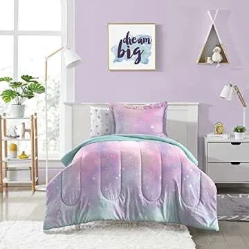 dream FACTORY Kids 5-Piece Complete Bed Set Easy-Wash Super Soft Microfiber Comforter Bedding, Twin,...