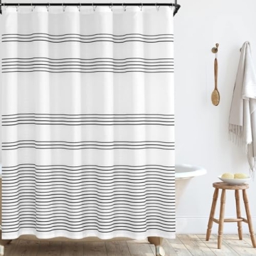 jinchan Waterproof Black and White Shower Curtain Set 70x72