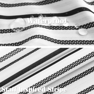 jinchan Waterproof Black and White Shower Curtain Set 70x72