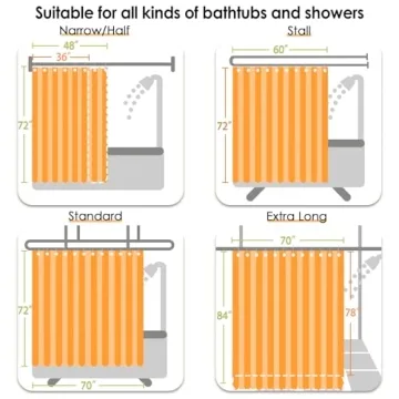 jinchan Waterproof Black and White Shower Curtain Set 70x72