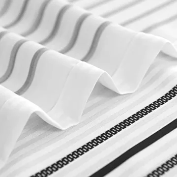 jinchan Waterproof Black and White Shower Curtain Set 70x72