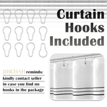 jinchan Waterproof Black and White Shower Curtain Set 70x72