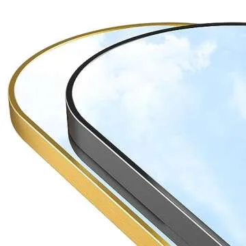 AyeWish Floor Mirror, Oversized Full Length Mirror, Arched Mirror, Large Standing Mirror, Tall Mirror, Wall Mounted, FreeStanding, Giant Mirror, 71"×26", Aluminum Frame - Black