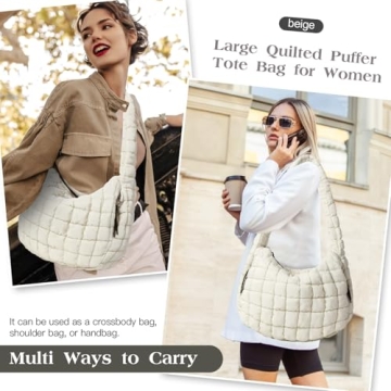 Stylish Large Quilted Puffer Tote Bag for Women