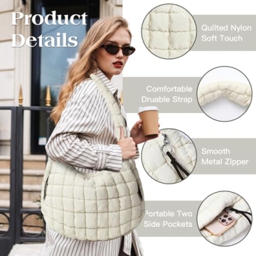 Stylish Large Quilted Puffer Tote Bag for Women