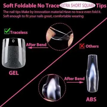 UNA GELLA Square Nail Tips Full Cover - Pre-buff Matte Gel x Tips Square Extra Short Strong&Lasting Square Tips for Acrylic Nails Clear Gelly Tips Home DIY Salon 12 Sizes for Women