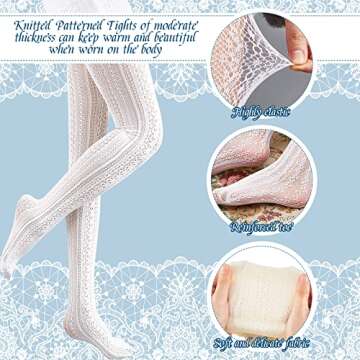 Jiuguva 4 Pcs Women Fishnet Hollow out Knitted Patterned Tights Chiffon Lace Stockings Tights Vertic...
