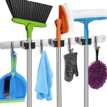 Heavy-Duty Broom Holder Wall Mount - Stainless Steel Organizing Solution
