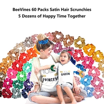 Shop BeeVines 60-Pack Satin Scrunchies for Stylish Hair