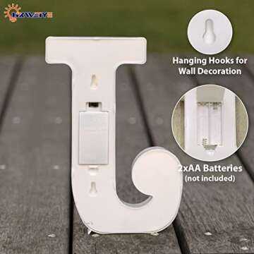 HXWEIYE LED Marquee Letters Lights Sign J, 26 Alphabet Light Up Letters and Number 0-9 Number Warm White Led Letters for Bar Party Birthday Home Wedding Décor