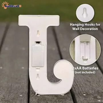 HXWEIYE LED Marquee Letters Lights Sign J, 26 Alphabet Light Up Letters and Number 0-9 Number Warm White Led Letters for Bar Party Birthday Home Wedding Décor