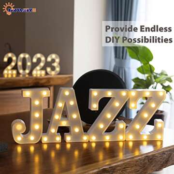 HXWEIYE LED Marquee Letters Lights Sign J, 26 Alphabet Light Up Letters and Number 0-9 Number Warm White Led Letters for Bar Party Birthday Home Wedding Décor