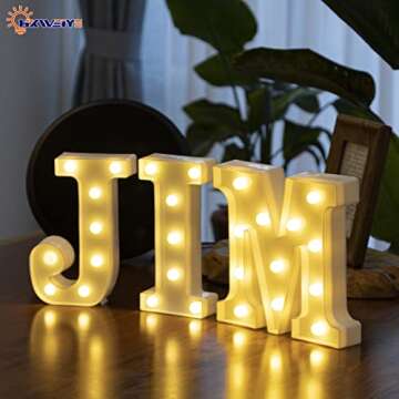HXWEIYE LED Marquee Letters Lights Sign J, 26 Alphabet Light Up Letters and Number 0-9 Number Warm White Led Letters for Bar Party Birthday Home Wedding Décor