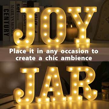 HXWEIYE LED Marquee Letters Lights Sign J, 26 Alphabet Light Up Letters and Number 0-9 Number Warm White Led Letters for Bar Party Birthday Home Wedding Décor