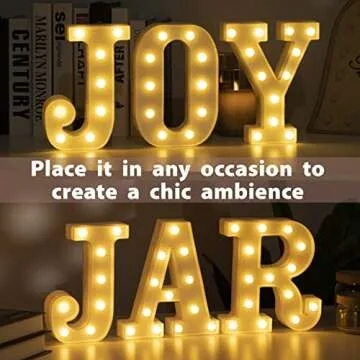 HXWEIYE LED Marquee Letters Lights Sign J, 26 Alphabet Light Up Letters and Number 0-9 Number Warm White Led Letters for Bar Party Birthday Home Wedding Décor