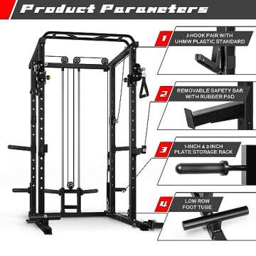 RitFit Multi-Function Power Rack Cage with Cable System