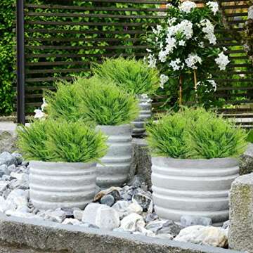 CEWOR 12 Bundles Artificial Ferns for Outdoors Fake Boston Fern Large Greenery Plants UV Resistant Artificial Plastic Plants Shrubs for Garden Front Porch Window Box Indoor Outdoor Decoration