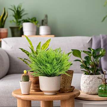 CEWOR 12 Bundles Artificial Ferns for Outdoors Fake Boston Fern Large Greenery Plants UV Resistant Artificial Plastic Plants Shrubs for Garden Front Porch Window Box Indoor Outdoor Decoration