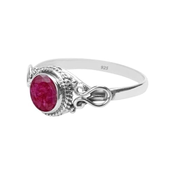 Unique Ruby Stone Ring for Women - Handmade 925 Silver