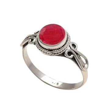 Unique Ruby Stone Ring for Women - Handmade 925 Silver