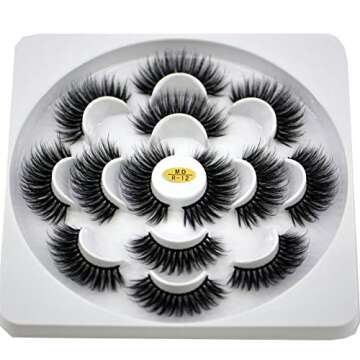 HBZGTLAD NEW 7 Pairs 3D Mink Hair False Eyelashes Criss-cross Wispy Cross Fluffy length Lashes Extension Handmade Eye Makeup Tools (MDR-12)