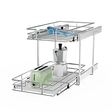 ROOMTEC Individual Pull Out Cabinet Organizer - Space-saving 2 Tier Kitchen & Bath Storage Solution