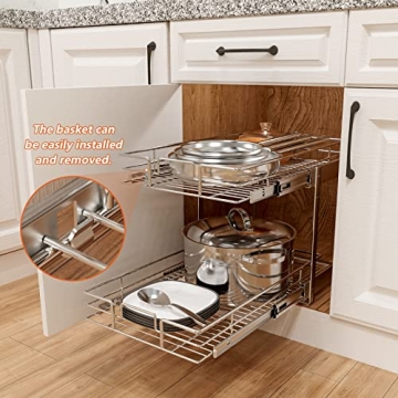 ROOMTEC Pull Out Cabinet Organizer for Kitchen & Bathroom