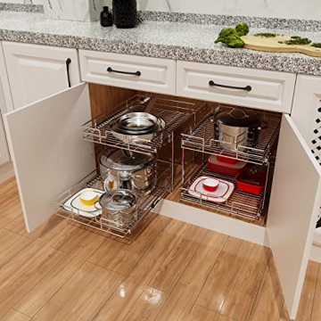ROOMTEC Pull Out Cabinet Organizer for Kitchen & Bathroom