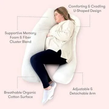 Newton Baby New and Improved Premium Pregnancy Maternity Pillow with Cotton Surface, 50% More Memory Foam and Fiber Clusters for Complete Support, U-Shaped with Removable Washable Cover