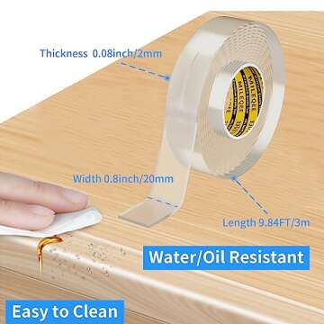 Clear Edge Protector Strip, 0.8in x 9.84FT, Sharp Edge Wrap Cover Tape, Self Adhesive Corner Protect...