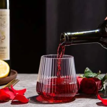 20 Pack 14oz Stemless Plastic Wine Glasses Heavy Duty Disposable Wine Glasses Unbreakable Clear Plastic Cocktail Glasses Recyclable Shatterproof Reusable Plastic Wine Cups for Parties Wedding