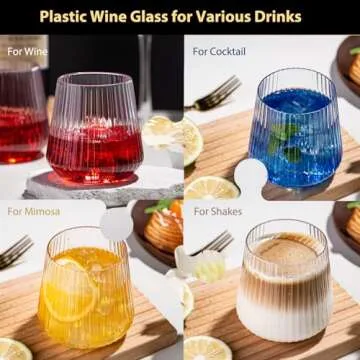 20 Pack 14oz Stemless Plastic Wine Glasses Heavy Duty Disposable Wine Glasses Unbreakable Clear Plastic Cocktail Glasses Recyclable Shatterproof Reusable Plastic Wine Cups for Parties Wedding