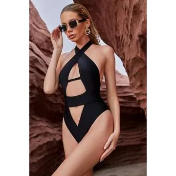 Elegant LUMINOVA One-Piece Swimsuit with Cross-Front Cut-Outs