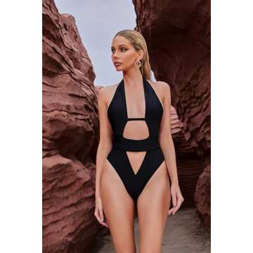 Elegant LUMINOVA One-Piece Swimsuit with Cross-Front Cut-Outs
