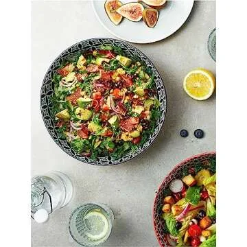 DOWAN Serving Bowls, 9.6 Inch 70 Oz Fruit Bowls Salad Bowls, Large Pasta Bowl Set of 2, Serving Dishes for Entertaining, Vibrant Color Large Bowls for Party, Ideal Housewarming Gift, Halloween Decor