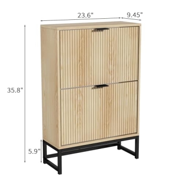 Lisicues Slim Shoe Cabinet with 2 Flip Drawers