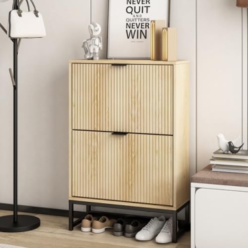 Lisicues Slim Shoe Cabinet with 2 Flip Drawers