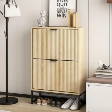 Lisicues Slim Shoe Cabinet with 2 Flip Drawers