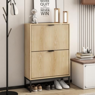 Lisicues Slim Shoe Cabinet with 2 Flip Drawers