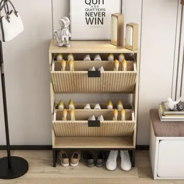 Lisicues Slim Shoe Cabinet with 2 Flip Drawers