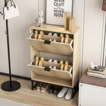Lisicues Slim Shoe Cabinet with 2 Flip Drawers