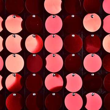 12 Panels Red Shimmer Sequin Sparkle Wall Panel 12" x 12” Metallic Red Active Spangle Wall Art Dec...