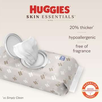 Huggies Skin Essentials Baby Wipes, Hypoallergenic, 99% Water, 10 Flip Top Packs (560 Wipes Total)