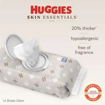 Huggies Skin Essentials Baby Wipes, Hypoallergenic, 99% Water, 10 Flip Top Packs (560 Wipes Total)