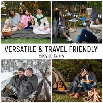 JMR Wool Camping Blanket - Warm Heavy Car Blanket & Camp Quilt - Survival Emergency Blanket for Sleeping Outdoors - Multi-Use Wool Blanket for Camping, Car & Home - 80% Wool, Grey, 66X90