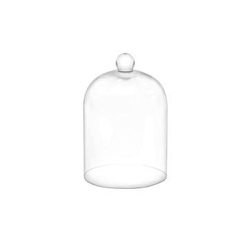 7.5" Tall Handmade Glass Cloche, Thick & Sturdy, Dia 5"xH 7.5", For Terrarium, Plants, Trinkets, Cak...